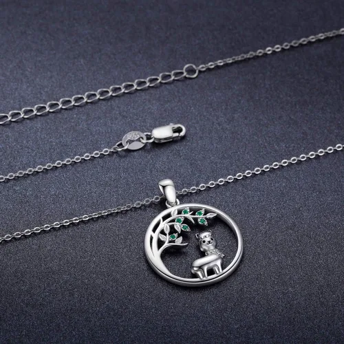 Vista 2 de JUSTKIDSTOY Collar con colgante de árbol de la vida, diseño de mariquitaunicorniolama, plata de ley 925, joyería de animales lindos regalos