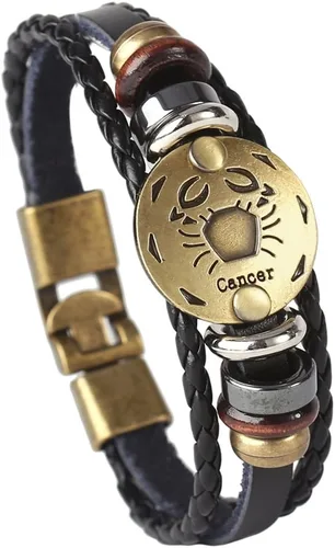 Vista 48 de Hamoery Pulsera de cuero de aleación punk para Constellation trenzada pulsera pulsera brazalete