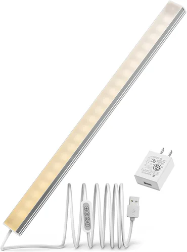Vista 8 de ASOKO Iluminación LED regulable con sensor de movimiento, 14.5 pulgadas, enchufe USB para debajo del escritorio, con 3 cambios