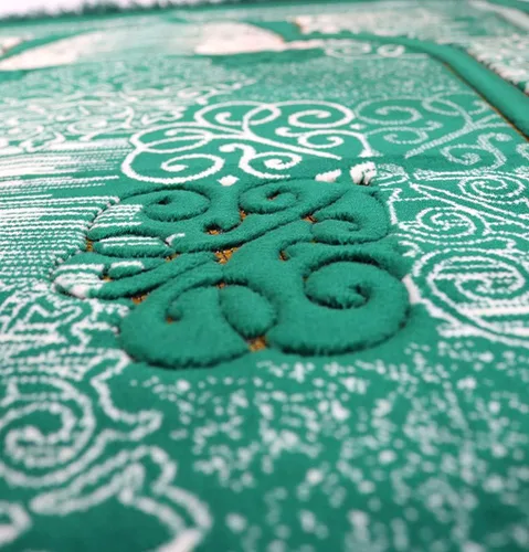 Vista 4 de Modefa Alfombra de oración islámica turca, alfombra de oración Janamaz de terciopelo suave, tapete de oración musulmana para hombres y mujeres