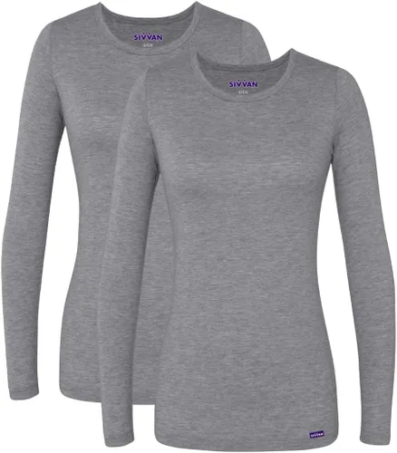 Vista 27 de Sivvan Scrubs for Women - Long Sleeve Comfort Underscrub Tee 2-Pack Negro