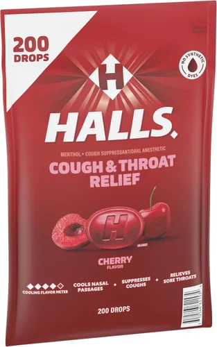 Vista 13 de HALLS Relief - Gotas para la tos de cereza, paquete económico, 200 gotas Sin tintes sintéticos