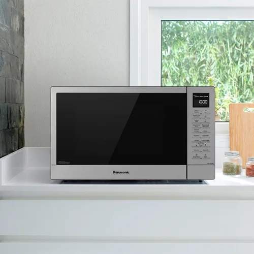 Vista 13 de Panasonic NN-SN68KS - Horno microondas compacto con potencia de 1200 W, sensor de cocción, botón de palomitas de maíz, descongelación rápida de 30