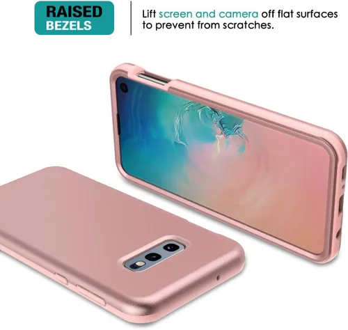 Vista 5 de SURITCH Funda para Samsung Galaxy S10e, 【Protector de pantalla integrado】【Compatible con carga inalámbrica】Cubierta trasera resistente híbrida Oro