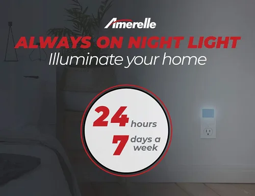 Vista 3 de Amerelle Luz nocturna azul siempre encendida, paquete de 2 (71282) – Luces de noche LED enchufables – Luz nocturna suave con brillo azul frío – Una