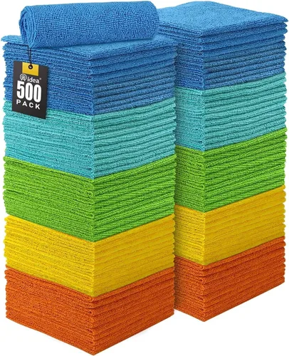 Vista 10 de AIDEA Microfiber Cleaning Cloth Blue-50PK, Soft Absorbent Shop Rags, Microfiber Towels for Cars, Kitchen Towels, Dusting Cloth for Home, Window