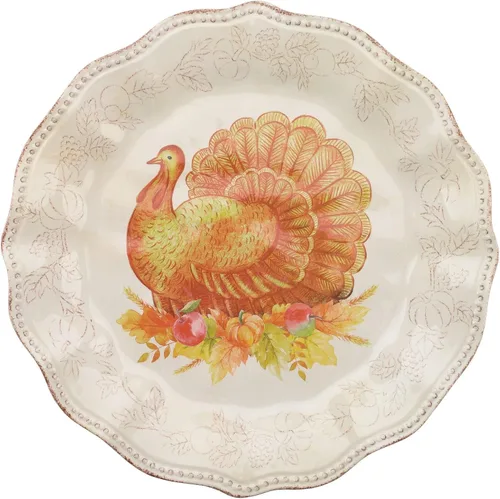 Vista 6 de UP ware - Juego de vajilla de melamina de pavo con purpurina de 16 piezas, juego de platos para exteriores, juegos de platos y cuencos, decoraciones