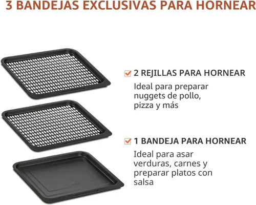 Vista 3 de Horno freidora de aire 1800W, capacidad de 12.7 cuartos de galón, panel de pantalla táctil, apagado automático - negro y acero inoxidable - Mondial