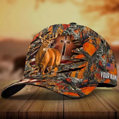 Vista 3 de Sombrero 3H de cruz y ciervos prémium multicolor personalizado, Multicolor, L
