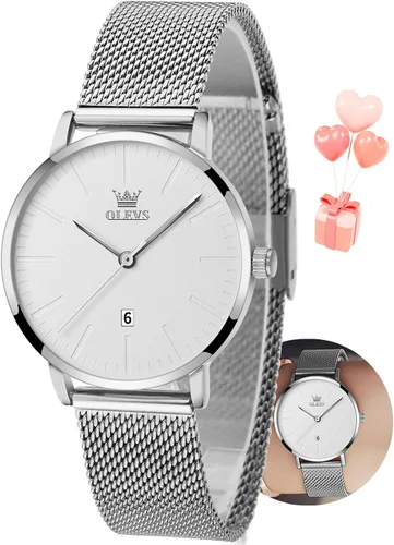 Vista 10 de OLEVS Reloj para mujer con malla, relojes analógicos de cuarzo para mujer con fecha, relojes clásicos de vestir para mujer, reloj de pulsera