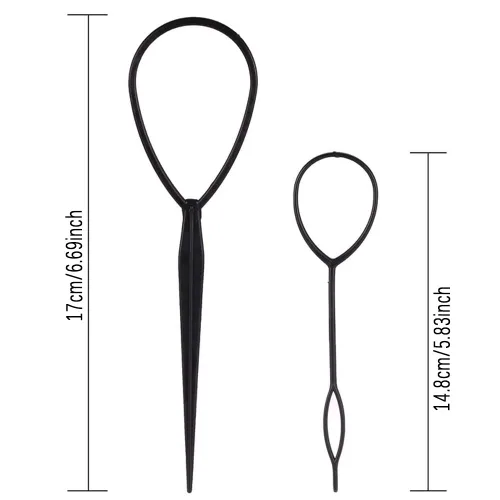 Vista 4 de 4 pares de herramientas para cola de cabello, accesorios para trenzar el cabello, fabricante de cola de caballo para mujeres, cinta de herramienta