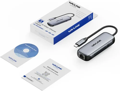 Vista 9 de WAVLINK Adaptador USB C a Ethernet de 5Gbps, convertidor de red USB-C a RJ45 de 5000Mbps con puerto de carga de 95W, carcasa de aluminio