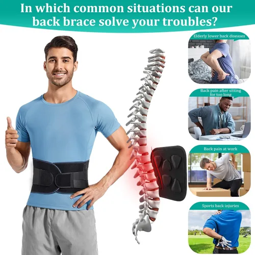 Vista 2 de Soporte de espalda ajustable para dolor de espalda baja y alivio de la ciática, cinturón de soporte lumbar unisex para hernia de disco, corrección