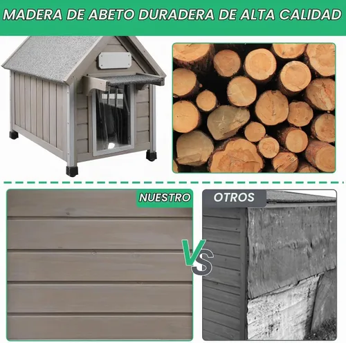 Vista 6 de PetsCosset Casa para perros al aire libre de 20.5 pulgadas de largo con techo de asfalto impermeable para perros pequeños a medianos, perrera grande