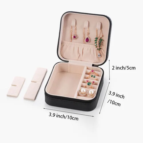Vista 3 de Estuche de joyería de viaje, caja organizadora de joyas, organizador de joyas organizador de anillos pequeños de viaje, organizador de collar