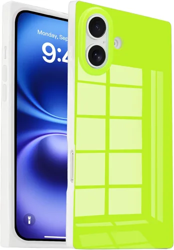 Vista 33 de Funda rectangular compatible con iPhone 15 Neon para mujer, diseño de lujo de fluorescencia brillante, flexible, suave, delgada, de gel de goma TPU