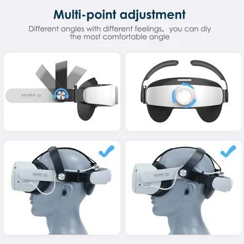 Vista 6 de KKCOBVR Q2 Elite Head Strap with 6800 Mh Battery Pack Compatible with MetaQuest 2Reduce Pressure Enhanced Support and Comfort in Quest2 Extend 35-4H