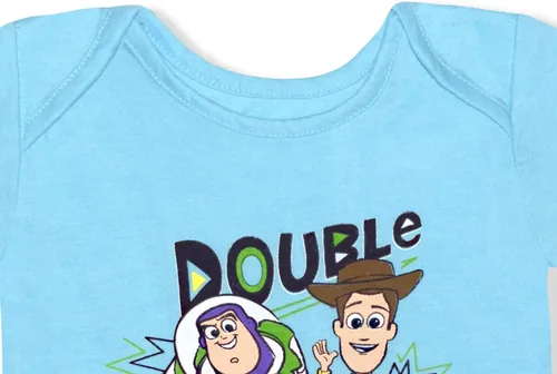 Vista 3 de Disney Toy Story Buzz Lightyear and Woody - Conjunto de 3 piezas para niños recién nacidos y bebés, color azulverde lima