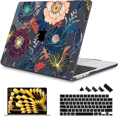 Vista 46 de Mektron Diseñada para MacBook Air 2025/2024/2023 de 15 PULGADAS M4 A3241 /M3 A3114 /M2 A2941, Carcasa de Cubierta Rígida de Plástico Impreso