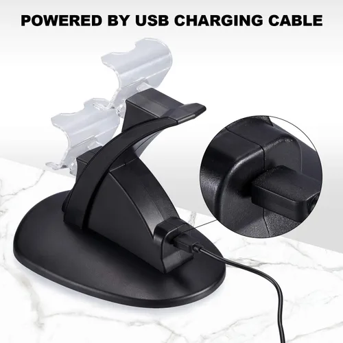 Vista 2 de 2 unidades de cargadores de control PS4 Playstation 4PS4 Pro PS4 Slim Controller Dock estaciones de carga con doble micro USB de carga rápida e
