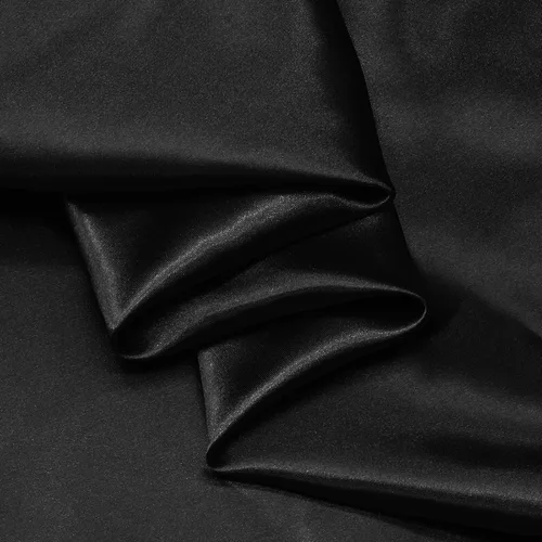 Vista 3 de NSGZ Tela de satén negro por yarda, 2 yardas de 152,4 cm de ancho, tela sedosa de satén sólido para novia, boda, vestido, manualidades, decoración