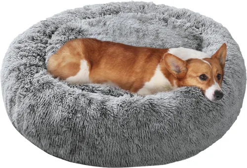 Vista 49 de JOLLYVOGUE - Cama para perros y gatos, cama relajante y antiestrés para mascotas y perros pequeños, cojín esponjoso en forma de dona para mascotas