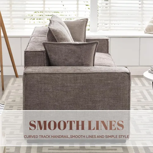 Vista 6 de WILLOVE Sofá moderno de 89.3 pulgadas para sala de estar, sofá nube con asiento profundo, cómodo sofá con reposabrazos extra anchos y 4 cojines
