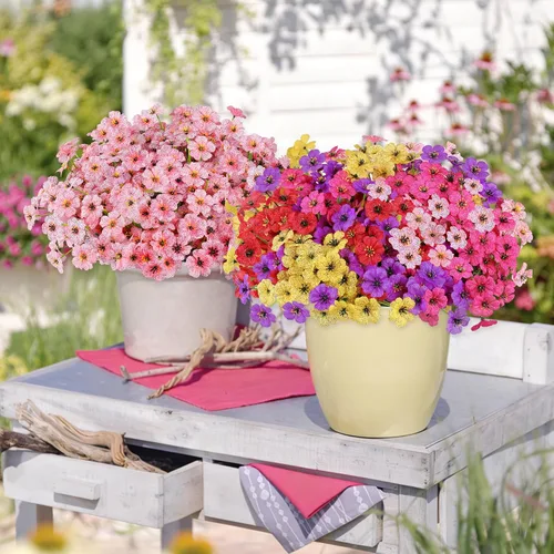 Vista 6 de AmyHomie 20 paquetes de flores artificiales para exteriores, resistentes a los rayos ultravioleta, no se decoloran, plantas de plástico, decoración