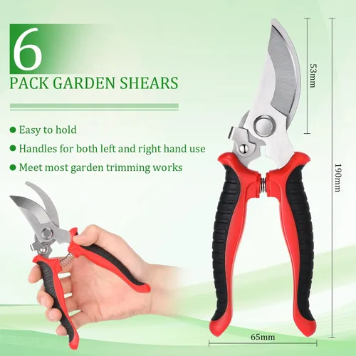 Vista 3 de 6 tijeras de podar de jardín resistentes a granel, tijeras de jardinería de acero inoxidable, tijeras de jardinería de mano, podadoras manuales