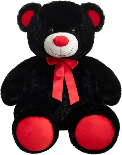 Vista 9 de Enorme Oso de Peluche Animal de Peluche Oso de Peluche Gigante con Lazo de Cinta Roja Juguete de Peluche de Día Regalo para Novia y Niños 36 Beige