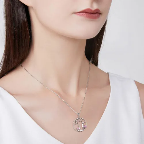 Vista 5 de TANGPOET 925 Sterling Silver Animal Necklace All Cute Animal Pendant Fashion Jewelry Gifts for Women Girls Mother Daughter
