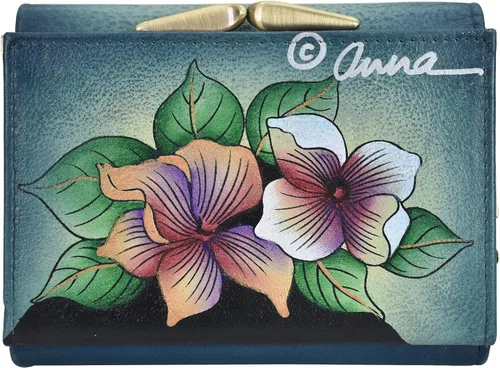 Vista 27 de Anna by Anuschka Cartera de tres pliegues pintada a mano para mujer de cuero