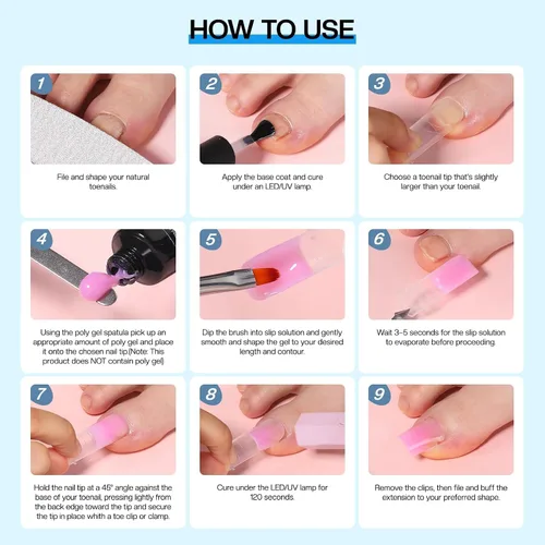 Vista 6 de Morovan Solución deslizante de poligel para uñas: Líquido deslizante de grado de salón y formas de uñas dobles para extensiones de uñas de gel