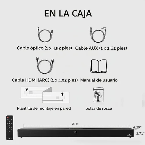 Vista 7 de LARKSOUND Barra de sonido 2.1 de 36 pulgadas para TV con subwoofers integrados duales 140W all-in-one soundbar with dual built-in subwoofers, 4 EQ