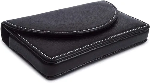 Vista 4 de Funda de piel para tarjetas con cierre magnético, Piel Negro