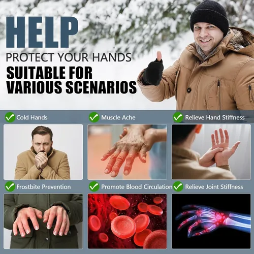 Vista 2 de Heated Gloves for Men Women, Rechargeable Full & Half Hands Electric Gloves Heated Fingerless Touchscreen Gloves Heated Winter Hand Warmer for Work