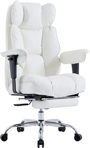 Vista 15 de Efomao Silla de Oficina Grande y Alta 400lbs - Sillas de Oficina Ejecutivas con Reposapiés, Silla de Computadora de Cuero PU Resistente