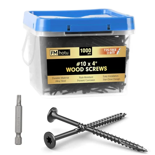 Vista 52 de #10 x 2-1/2" Tornillos para Terraza, 108 Piezas Tornillos para Madera con Cabeza Estrella, Tornillos para Madera Resistentes al Óxido para Negro