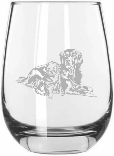 Vista 566 de Shar Pei (chino) - Vaso de vino sin tallo grabado para perro, 15.25 onzas