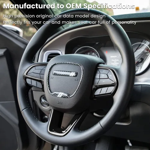 Vista 7 de Kit de decoración de accesorios interiores para cubierta de volante para Dodge Challenger Charger 2015-2024, para Dodge Durango y Jeep Grand Negro