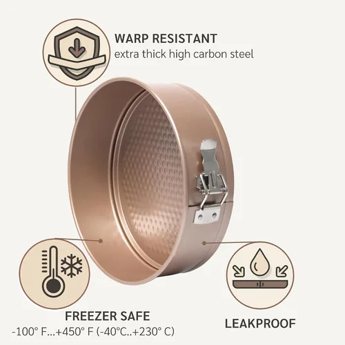 Vista 6 de HAPPIELS Molde desmoldable antiadherente para cheesecake de 8 pulgadas Libre de PFOA y BPA, molde desmoldable no tóxico para pasteles Los