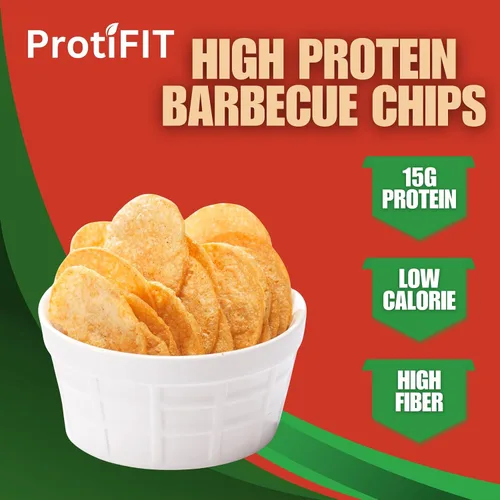 Vista 3 de ProtiFit Chips de proteína para barbacoa, 0.53 oz de proteína, 0.14 oz de carbohidratos netos, bajas en calorías, 1.31 oz (paquete de 7)