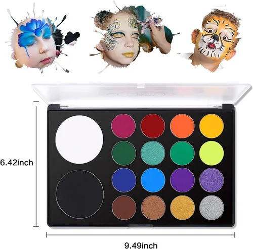 Vista 8 de UCANBE - Pintura facial y corporal, paleta de maquillaje SFX activada por agua - Bandeja extra grande blanca y negra, kit de pintura de arte Paleta