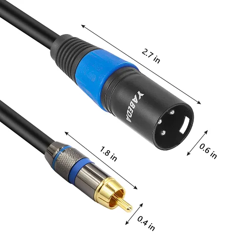 Vista 4 de YABEDA Cable RCA a XLR, cable de interconexión de micrófono estéreo de alta fidelidad macho a doble XLR macho de alta fidelidad, cable