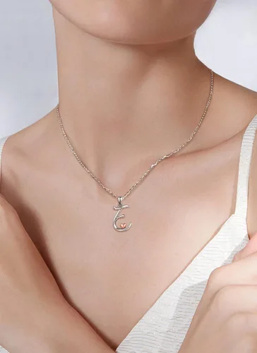 Vista 5 de CELESTIA Collares con iniciales de plata de ley 925, 26 letras con corazón de oro rosa, cadena de 18 pulgadas