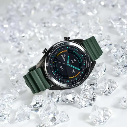 Vista 6 de WOCCI Correa de reloj ventilada de 0.866 in para hombre, goma FKM, hebilla plateada (verde militar)