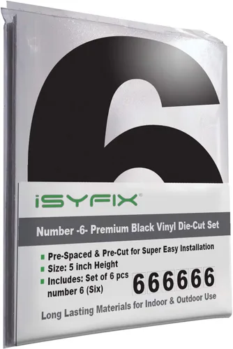 Vista 59 de iSYFIX Calcomanías de vinilo negro con el número 7 (siete), paquete de 6 calcomanías autoadhesivas de 7 pulgadas, calcomanías troqueladas y Negro