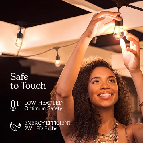 Vista 3 de Brightech Ambience Pro - Guirnalda de luces LED de 105 pies, iluminación de patio de grado comercial de 1 W, impermeable para exteriores