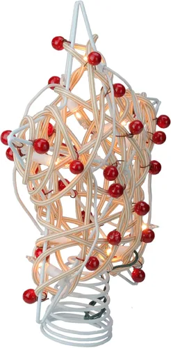 Vista 2 de Birch Holly Berry - Decoración para árbol de Navidad iluminada con estrella de ratán UL4295 de 11 pulgadas