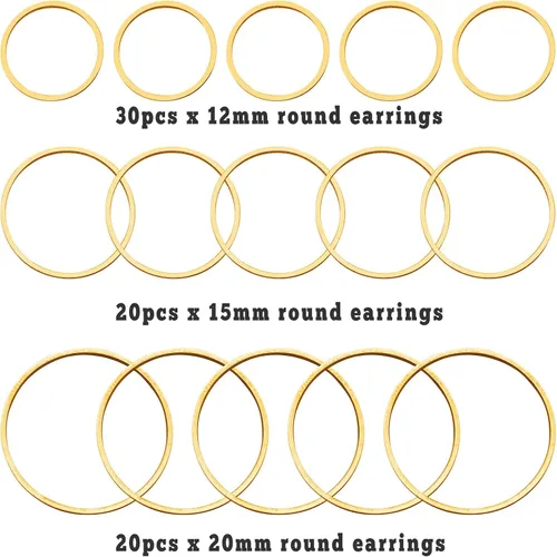 Vista 2 de 70 aros de cuentas para hacer joyas, aretes de aro, accesorios circulares de bisel abierto, marco colgante para manualidades, collar de aretes Oro K